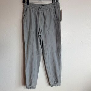 Athleta Farallon Printed Jogger Pants Smoked Grey Organic Cotton Size 6 657547
